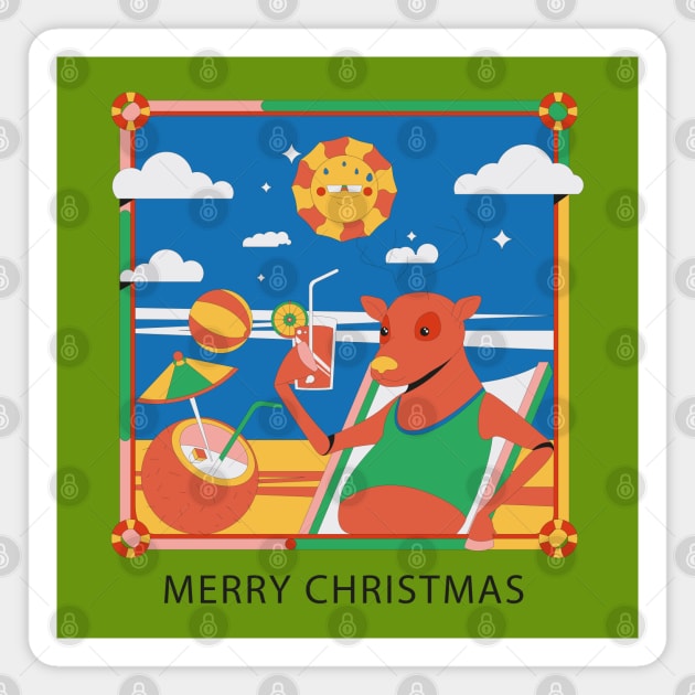 Merry Christmas Deer Summer Magnet by Mako Design 